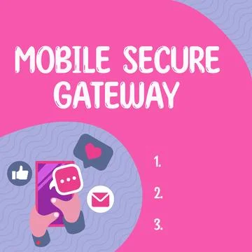 Hand writing sign Mobile Secure Gateway. Conceptual photo Securing devices from Stock Illustration