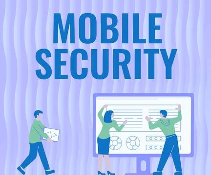Hand writing sign Mobile Security. Business showcase Protection of mobile phone Illustration