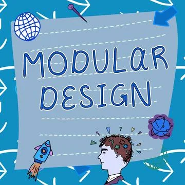 Hand writing sign Modular Design. Business showcase product designing to produce Stock Illustration