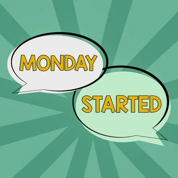 Hand writing sign Monday Startedgetting ready for new week Rest is over lets Ilustração Stock