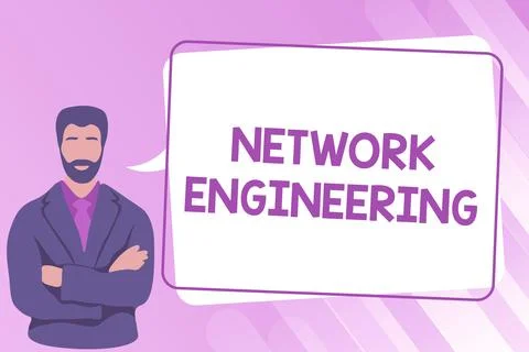 Hand writing sign Network Engineering. Business overview field concerned with Stock Illustration