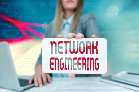 Hand writing sign Network Engineering. Business approach professional who has Stock Photos