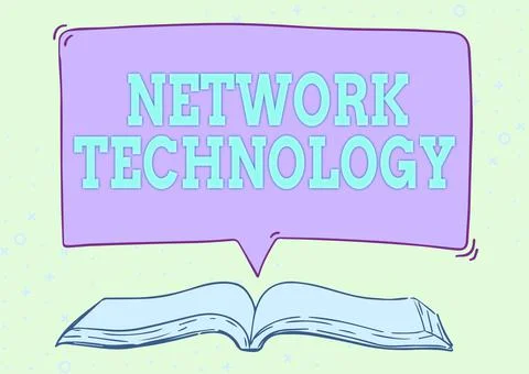 Hand writing sign Network Technology. Word Written on transmit data digitally Stock Illustration