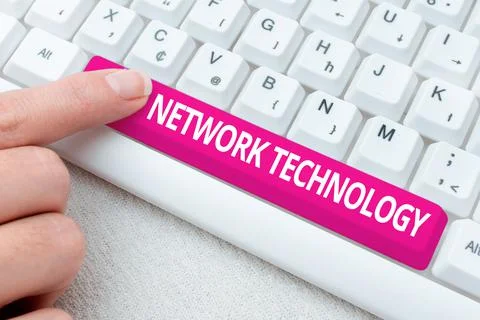 Hand writing sign Network Technology. Conceptual photo transmit data digitally Stock Photos