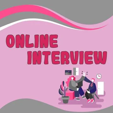 Hand writing sign Online Interview. Business concept delivery of mental health Stock Illustration