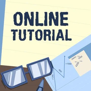 Hand writing sign Online Tutorial. Conceptual photo process of tutoring in an Stock Illustration