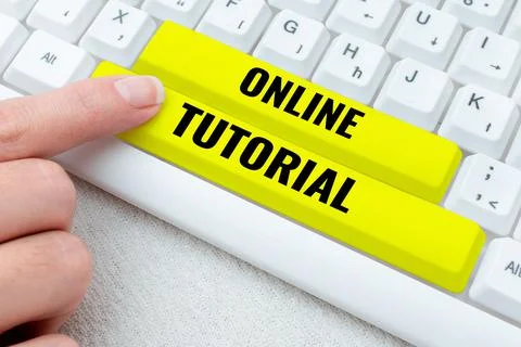 Hand writing sign Online Tutorial. Conceptual photo process of tutoring in an 库存照片