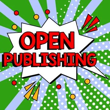 Hand writing sign Open Publishing. Business showcase online access to many Stock Illustration