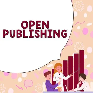 Hand writing sign Open Publishing. Business showcase online access to many Stock Illustration
