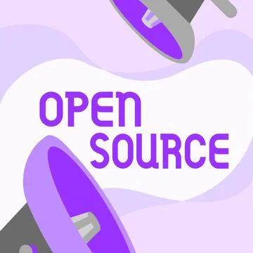 Hand writing sign Open Source. Word for contains the source code that can be Stock Illustration