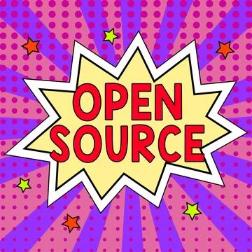 Hand writing sign Open Source. Business idea denoting software which original Stock Illustration