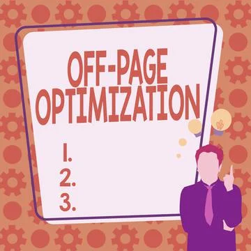 Hand writing sign Off Page Optimization. Business overview Website External Illustrazione stock