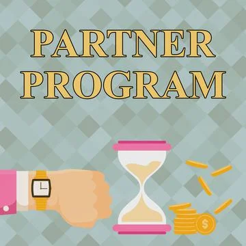 Hand writing sign Partner Program. Business approach business strategy vendors Stock Illustration