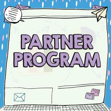 Hand writing sign Partner Program. Business concept business strategy vendors Stock Illustration