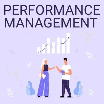 Hand writing sign Performance Management. Word Written on ongoing process of 스톡 일러스트
