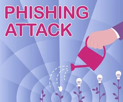 Hand writing sign Phishing Attack. Business idea attempt to gain sensitive and Illustration