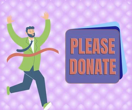 Hand writing sign Please Donate. Internet Concept Supply Furnish Hand out Stock Illustration