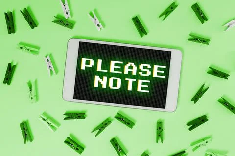 Hand writing sign Please Note. Internet Concept formal way to direct people's 스톡 사진