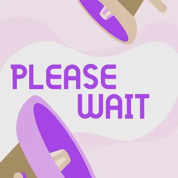 Hand writing sign Please Wait. Business idea to pause any implemented action イラスト素材