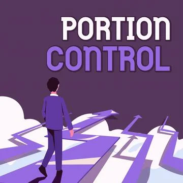 Hand writing sign Portion Control. Concept meaning knowing the correct measures Stock Illustration