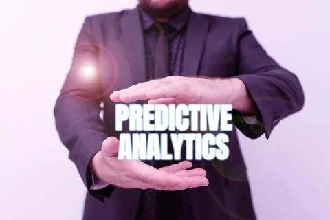 Hand writing sign Predictive Analytics. Word for Optimize Collection Achieve CRM Stock Photos