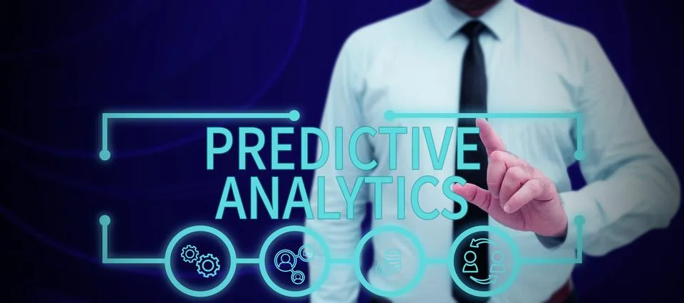Hand writing sign Predictive Analytics. Concept meaning Optimize Collection Stock Photos