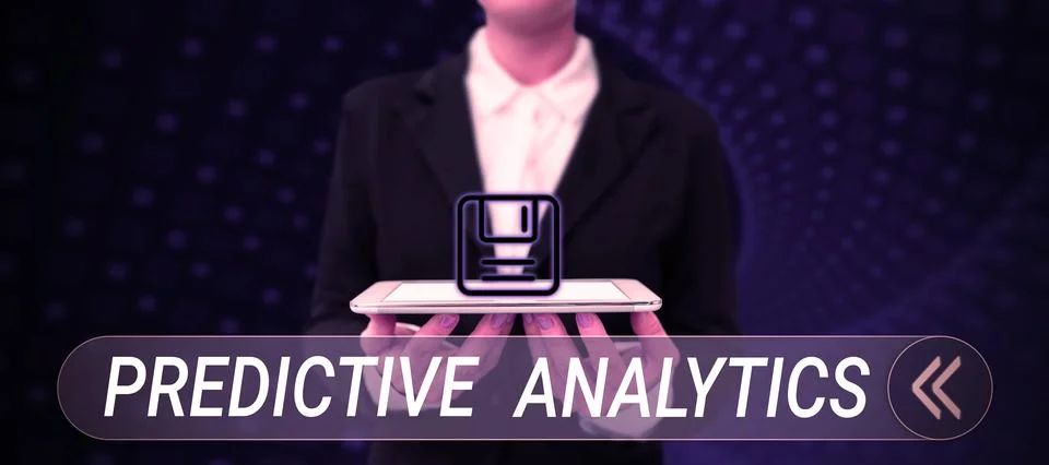 Hand writing sign Predictive Analytics. Conceptual photo Optimize Collection Foto stock