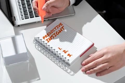Hand writing sign Predictive InsightProactive Fault Management System an Early Foto stock