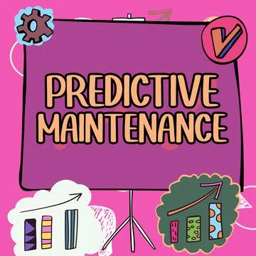 Hand writing sign Predictive Maintenance. Business showcase Predict when Stock Illustration