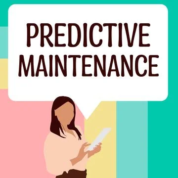 Hand writing sign Predictive Maintenance. Word for Predict when Equipment Stock Illustration