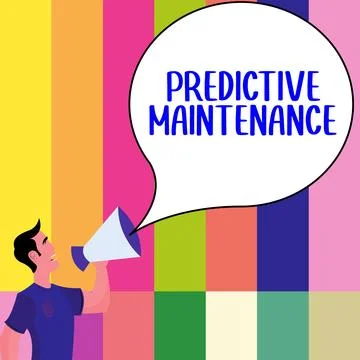 Hand writing sign Predictive Maintenance. Internet Concept Predict when Stock Illustration
