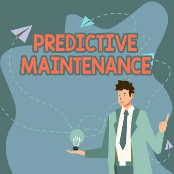 Hand writing sign Predictive Maintenance. Concept meaning Predict when Equipment Stock Illustration