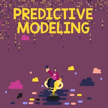 Hand writing sign Predictive Modeling. Word Written on maintenance strategy Stock Illustration