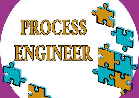 Hand writing sign Process Engineer. Business showcase responsible for developing Stockillustratie