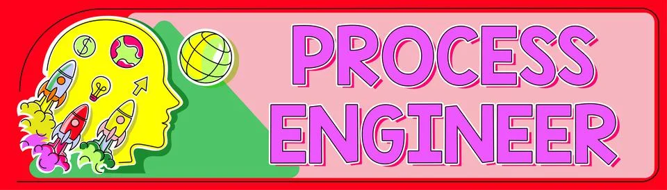 Hand writing sign Process Engineer. Business concept deciding how to go about Stock Illustration