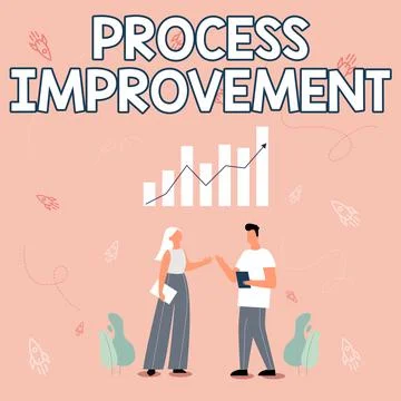 Hand writing sign Process Improvement. Internet Concept Optimization Meet New 스톡 일러스트