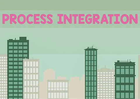 Hand writing sign Process Integration. Internet Concept sharing of data and Stock Illustration