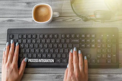 Hand writing sign Process Integration. Conceptual photo sharing of data and Stock Photos