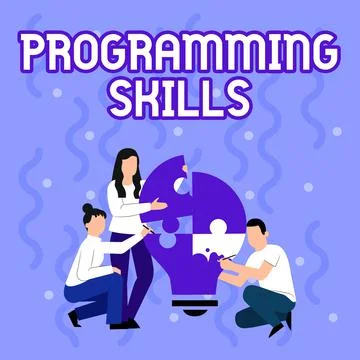 Hand writing sign Programming Skills. Internet Concept skills vital to write a 스톡 일러스트