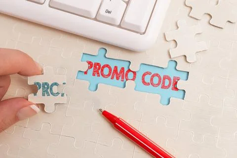 Hand writing sign Promo Code. Business overview letters or numbers that allows Stock Photos