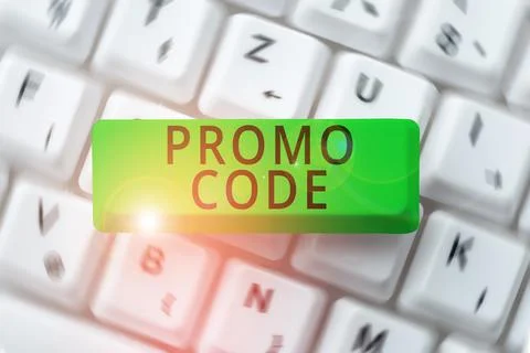 Hand writing sign Promo Code. Internet Concept digital numbers that give you Stock Photos