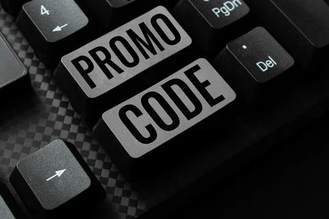 Hand writing sign Promo Code. Internet Concept digital numbers that give you Stock-Fotos