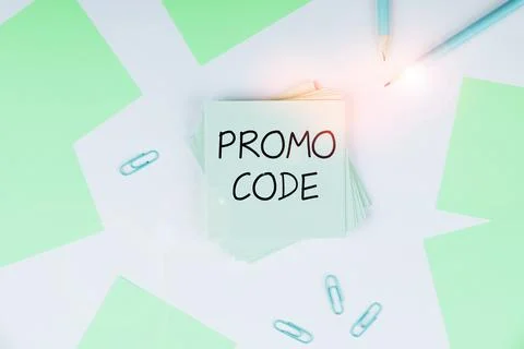 Hand writing sign Promo Code. Business showcase digital numbers that give you Stock-Fotos
