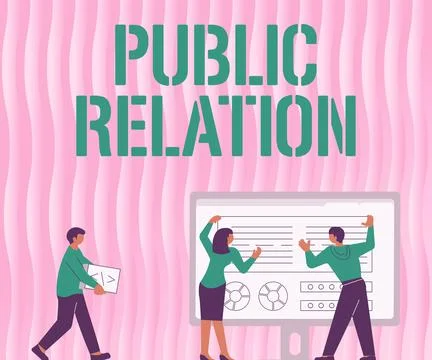 Hand writing sign Public Relation. Concept meaning practice of deliberately Illustrazione stock
