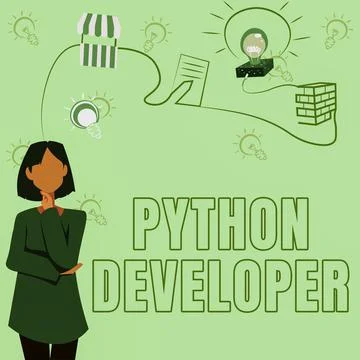 Hand writing sign Python Developer. Conceptual photo responsible for writing Stock Illustration