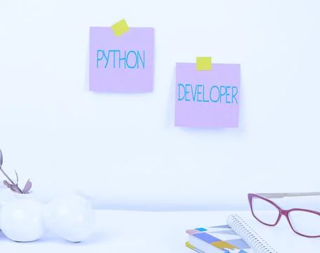 Hand writing sign Python Developer. Internet Concept responsible for writing Stock Photos