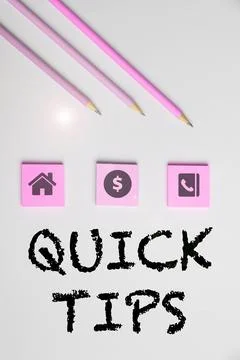Hand writing sign Quick Tips. Business overview small but particularly useful Stock Photos