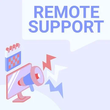 Hand writing sign Remote Support. Conceptual photo help endusers to solve イラスト素材