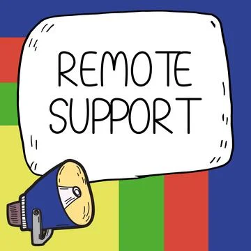 Hand writing sign Remote Support. Business approach help end-users to solve Stockillustratie