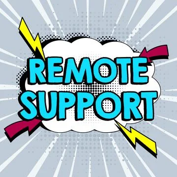 Hand writing sign Remote Support. Word Written on help end-users to solve Stock Illustration